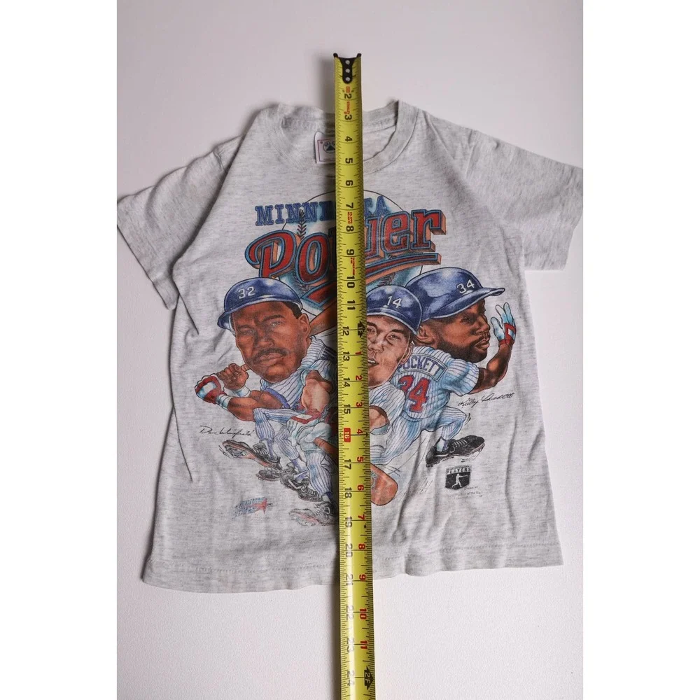 Vintage 90s Minnesota Twins T Shirt Kids S Minnesota Power Kirby Puckett Hrbek